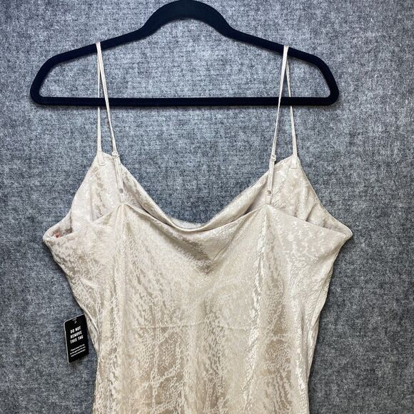 Express Slip Dress Women XL Cream Damask Satin Spaghetti Strap Adjustable - Picture 9 of 15